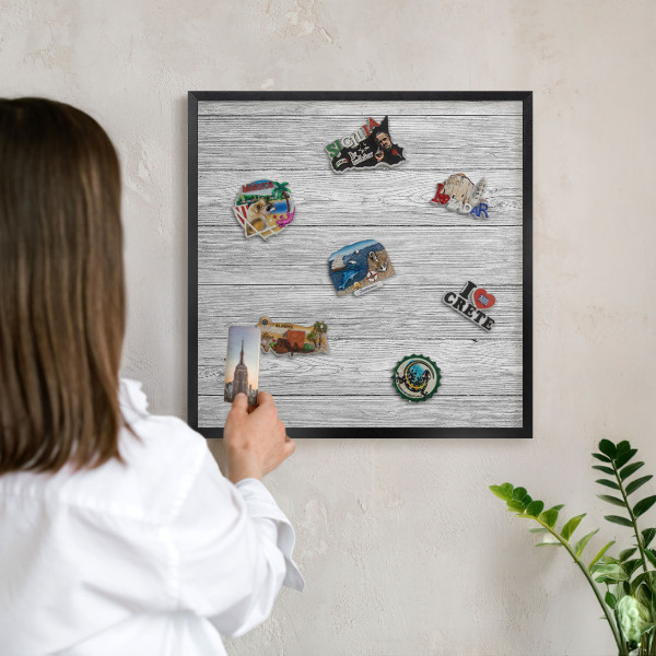Panou magnetic mural decorativ cadru negru Textură de lemn