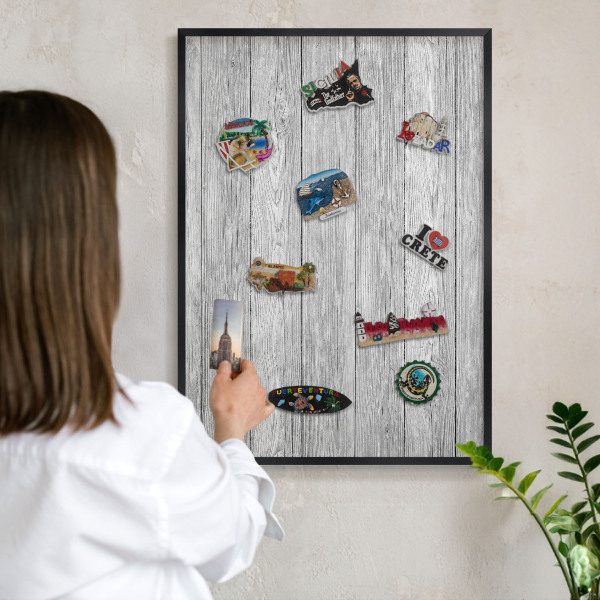 Panou magnetic mural decorativ cadru negru Textură de lemn