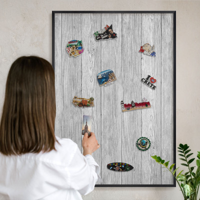 Panou magnetic mural decorativ cadru negru Textură de lemn