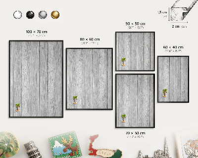 Panou magnetic mural decorativ cadru negru Textură de lemn
