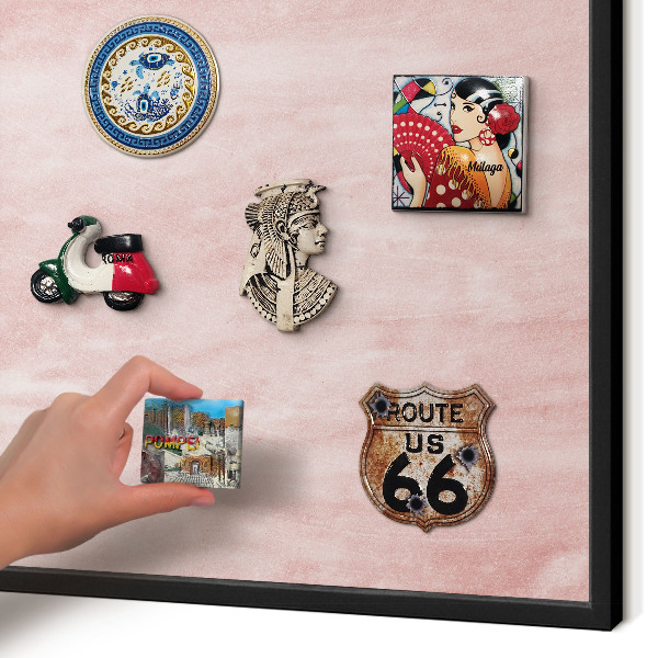 Panou magnetic mural decorativ cadru negru Textură roz