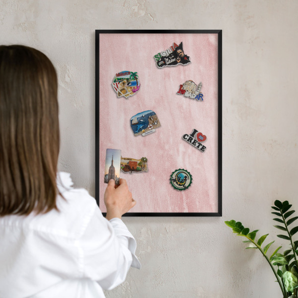 Panou magnetic mural decorativ cadru negru Textură roz