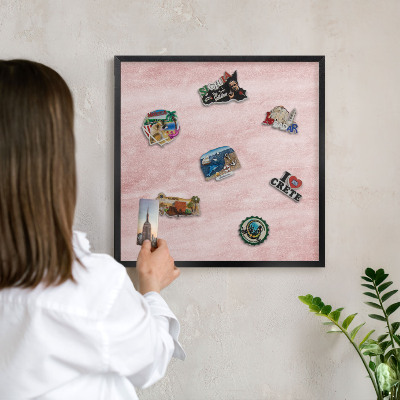 Panou magnetic mural decorativ cadru negru Textură roz