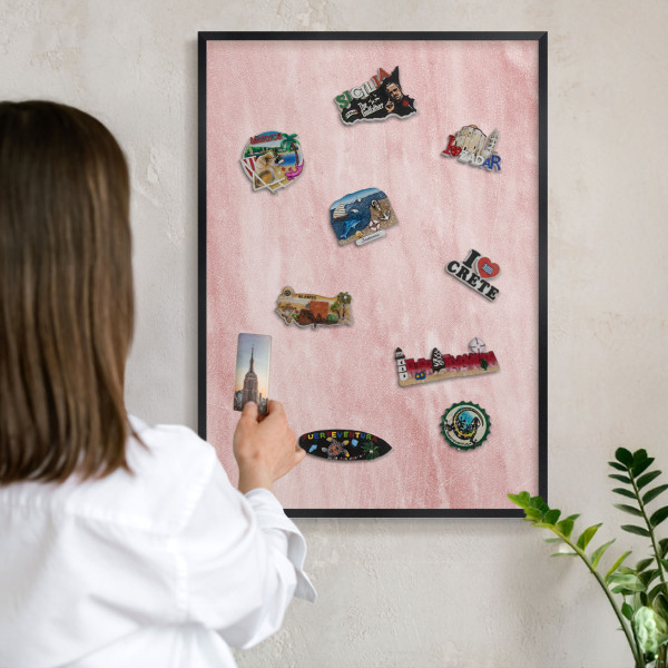 Panou magnetic mural decorativ cadru negru Textură roz