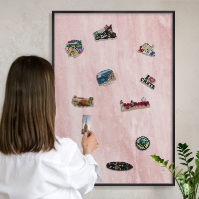 Panou magnetic mural decorativ cadru negru Textură roz