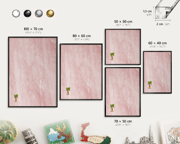 Panou magnetic mural decorativ cadru negru Textură roz
