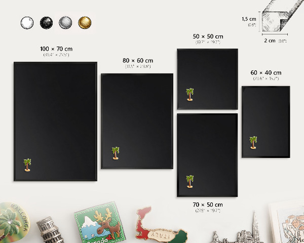 Panou magnetic mural decorativ cadru negru Negru