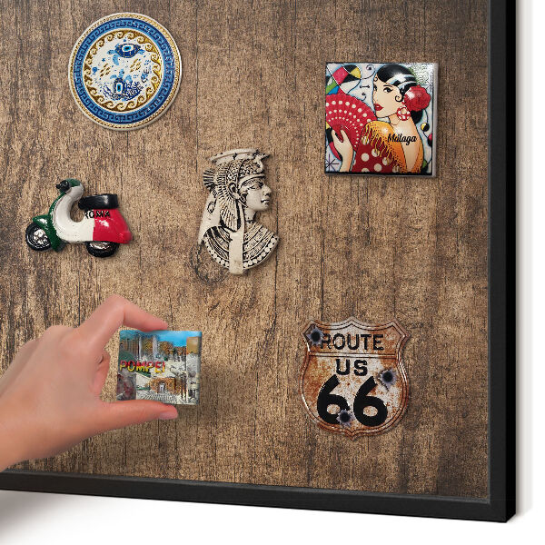 Panou magnetic mural decorativ cadru negru Textură de lemn