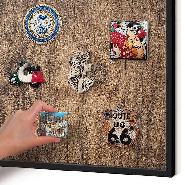 Panou magnetic mural decorativ cadru negru Textură de lemn