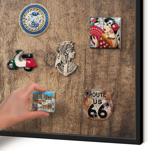 Panou magnetic mural decorativ cadru negru Textură de lemn