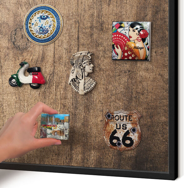 Panou magnetic mural decorativ cadru negru Textură de lemn