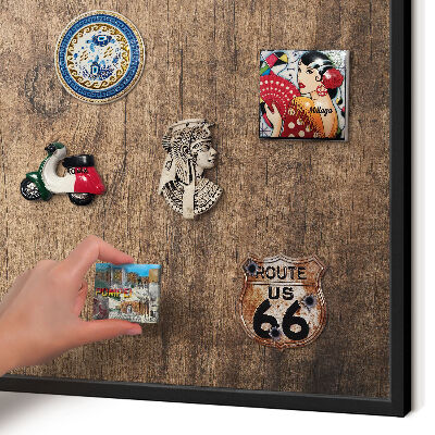Panou magnetic mural decorativ cadru negru Textură de lemn