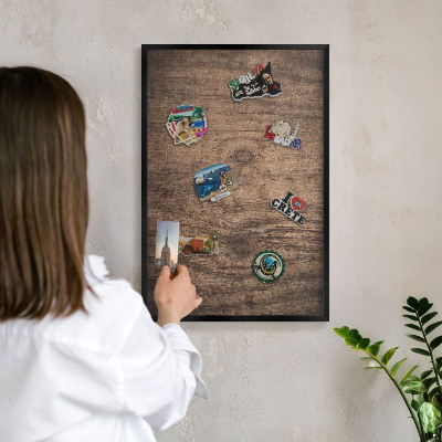 Panou magnetic mural decorativ cadru negru Textură de lemn