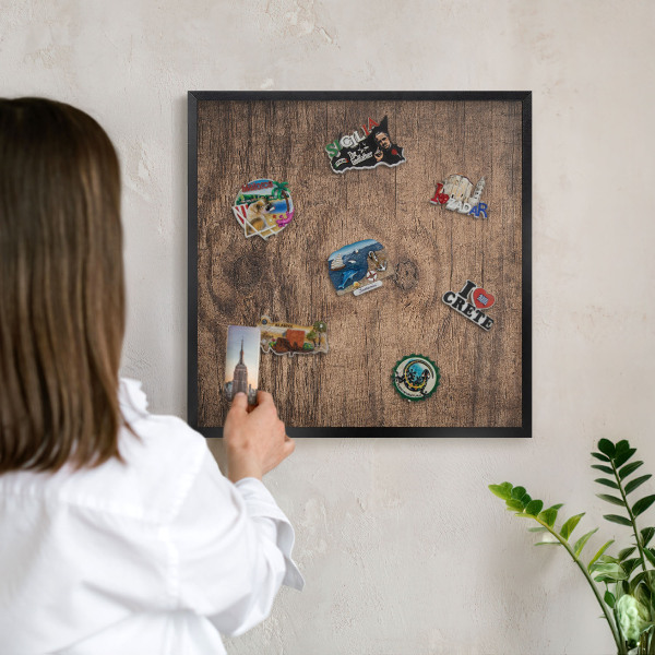 Panou magnetic mural decorativ cadru negru Textură de lemn