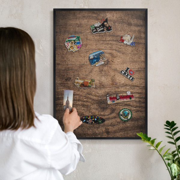 Panou magnetic mural decorativ cadru negru Textură de lemn