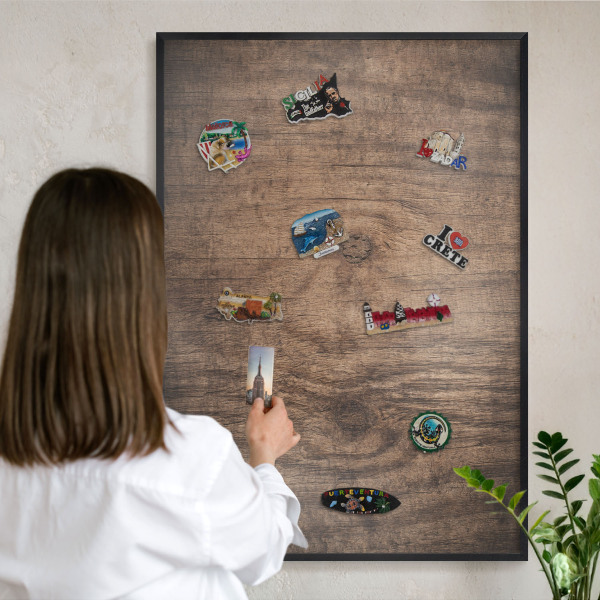 Panou magnetic mural decorativ cadru negru Textură de lemn