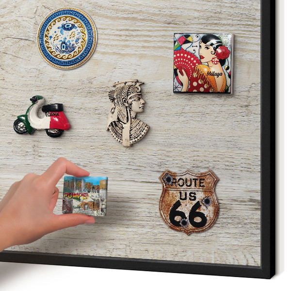 Panou magnetic mural decorativ cadru negru Textură de lemn
