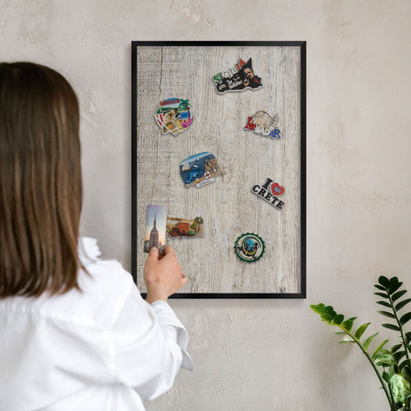 Panou magnetic mural decorativ cadru negru Textură de lemn