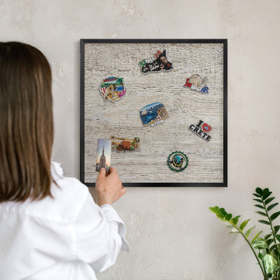 Panou magnetic mural decorativ cadru negru Textură de lemn