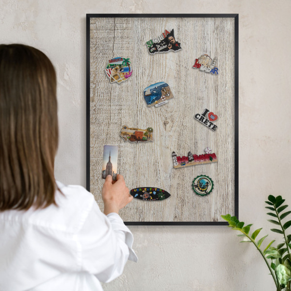 Panou magnetic mural decorativ cadru negru Textură de lemn