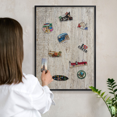 Panou magnetic mural decorativ cadru negru Textură de lemn