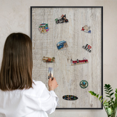 Panou magnetic mural decorativ cadru negru Textură de lemn