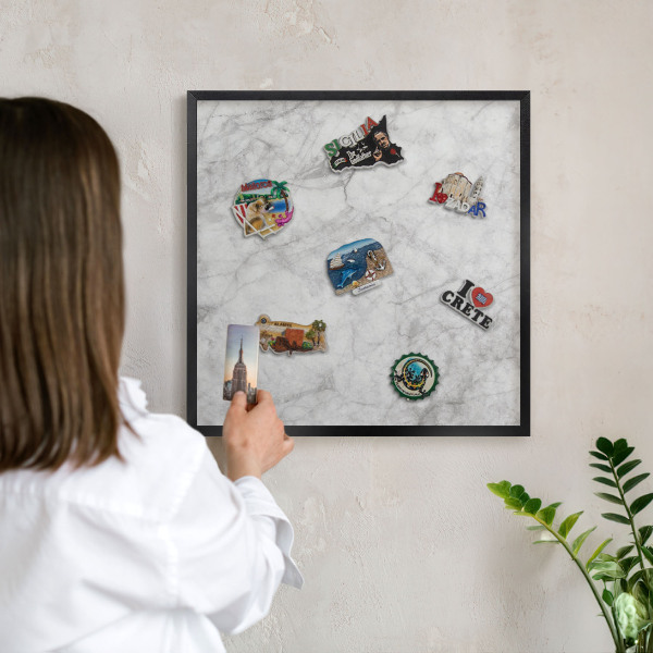 Panou magnetic mural decorativ cadru negru Marmură gri