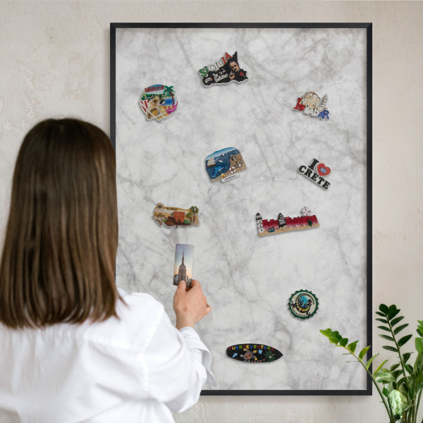 Panou magnetic mural decorativ cadru negru Marmură gri