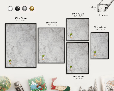 Panou magnetic mural decorativ cadru negru Marmură gri