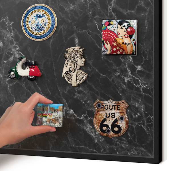 Panou magnetic mural decorativ cadru negru Marmură neagră