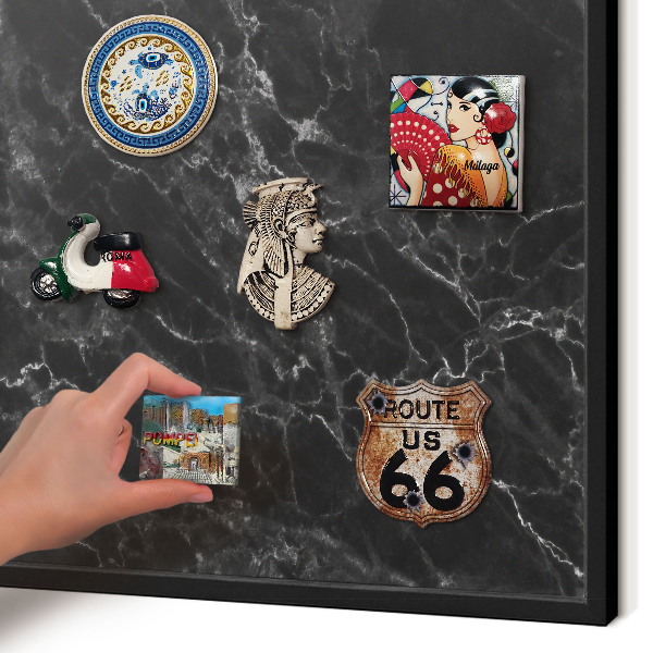 Panou magnetic mural decorativ cadru negru Marmură neagră