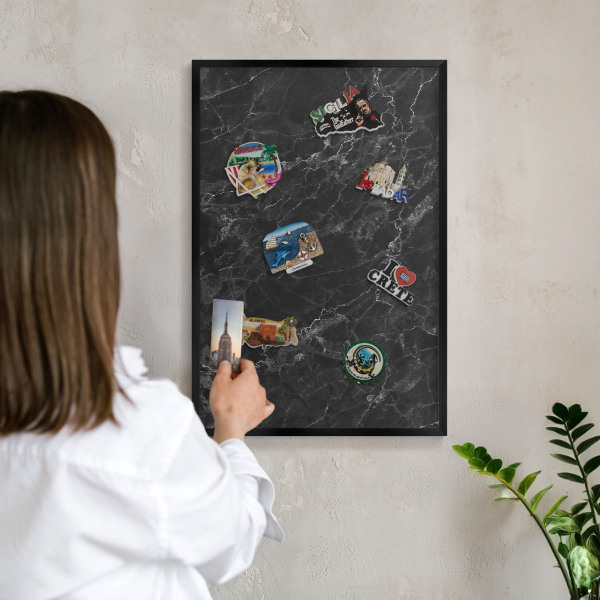 Panou magnetic mural decorativ cadru negru Marmură neagră