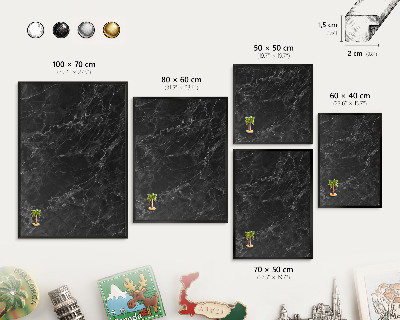 Panou magnetic mural decorativ cadru negru Marmură neagră