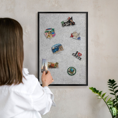 Panou magnetic mural decorativ cadru negru Textură gri