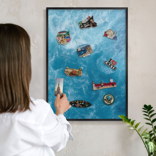 Panou magnetic mural decorativ cadru negru Valurile oceanului