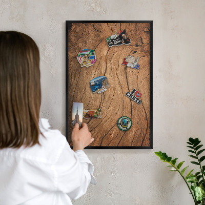 Panou magnetic mural decorativ cadru negru Fibre de lemn