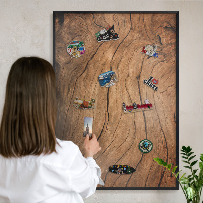 Panou magnetic mural decorativ cadru negru Fibre de lemn