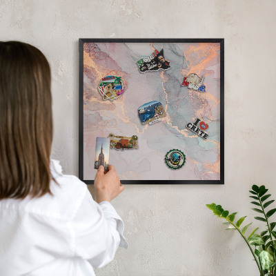 Panou magnetic mural decorativ cadru negru Abstracție colorată