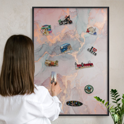 Panou magnetic mural decorativ cadru negru Abstracție colorată