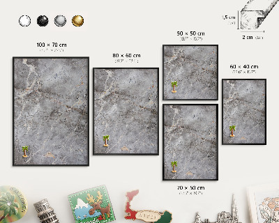 Tablă metalică pentru magneți din călătorii în cadru negru Marmură modelată