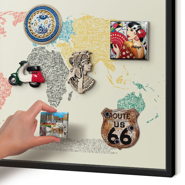 Panou magnetic mural decorativ cadru negru Harta lumii