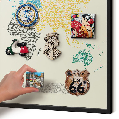 Panou magnetic mural decorativ cadru negru Harta lumii
