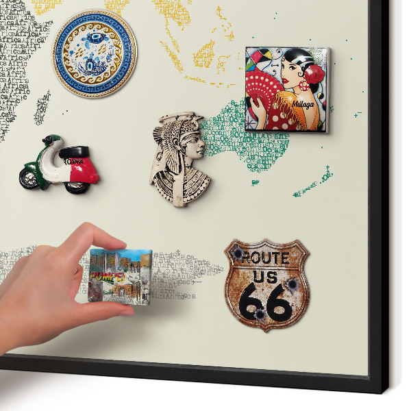 Panou magnetic mural decorativ cadru negru Harta lumii