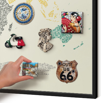 Panou magnetic mural decorativ cadru negru Harta lumii