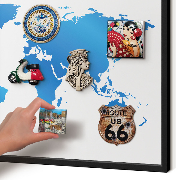 Panou magnetic mural decorativ cadru negru Harta lumii