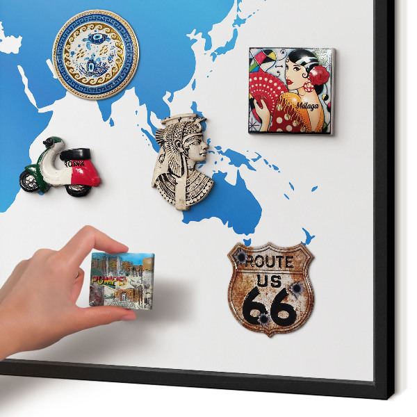 Panou magnetic mural decorativ cadru negru Harta lumii