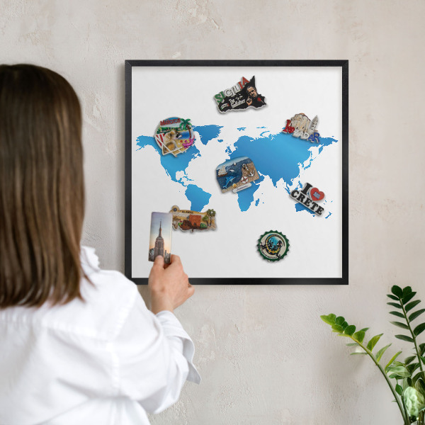 Panou magnetic mural decorativ cadru negru Harta lumii