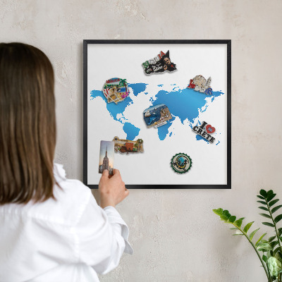 Panou magnetic mural decorativ cadru negru Harta lumii