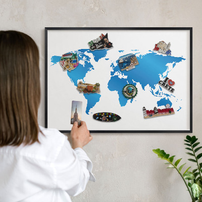 Panou magnetic mural decorativ cadru negru Harta lumii