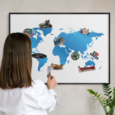 Panou magnetic mural decorativ cadru negru Harta lumii